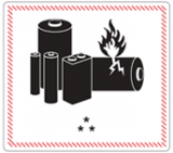 This is half of the DOT placard for batteries that catch on fire.